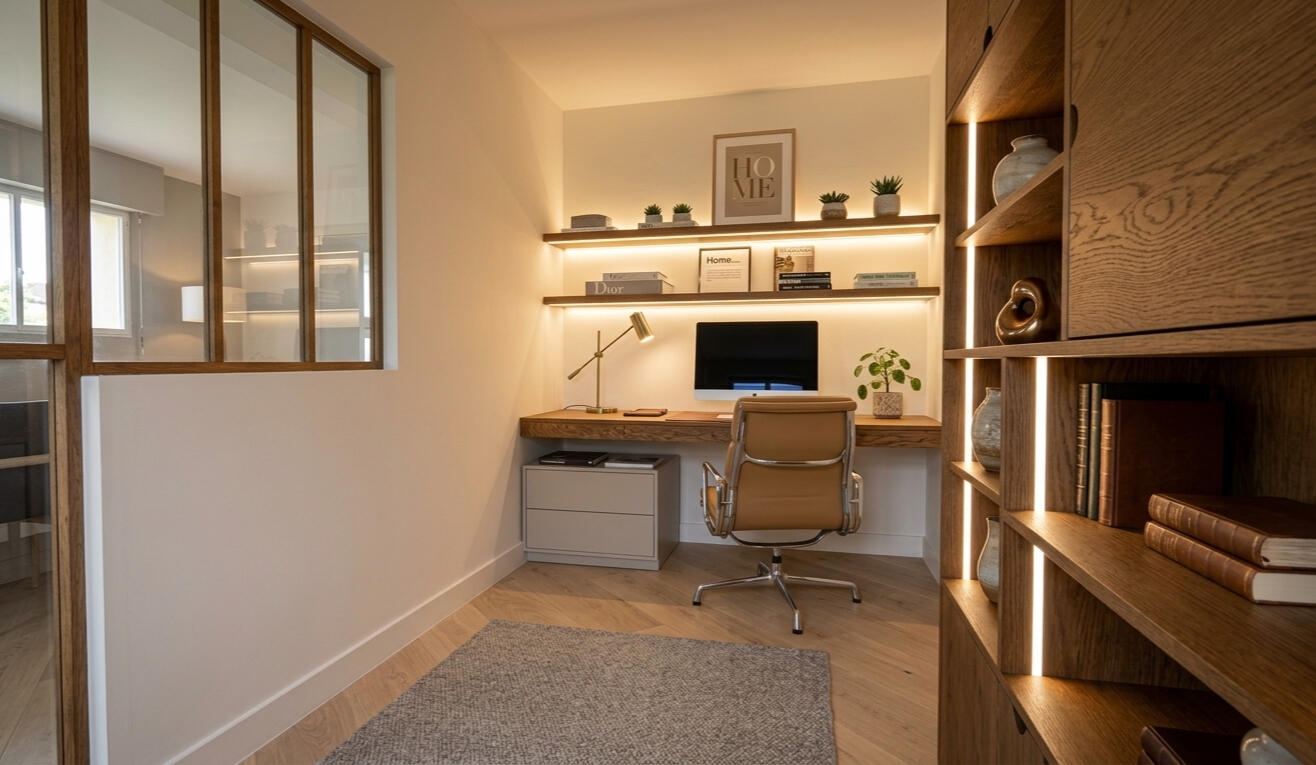 Bureau agencement architecte d'interieur decoratrice à distance ou sur place valerie j brisvalter - vb design d'espaces Alsace